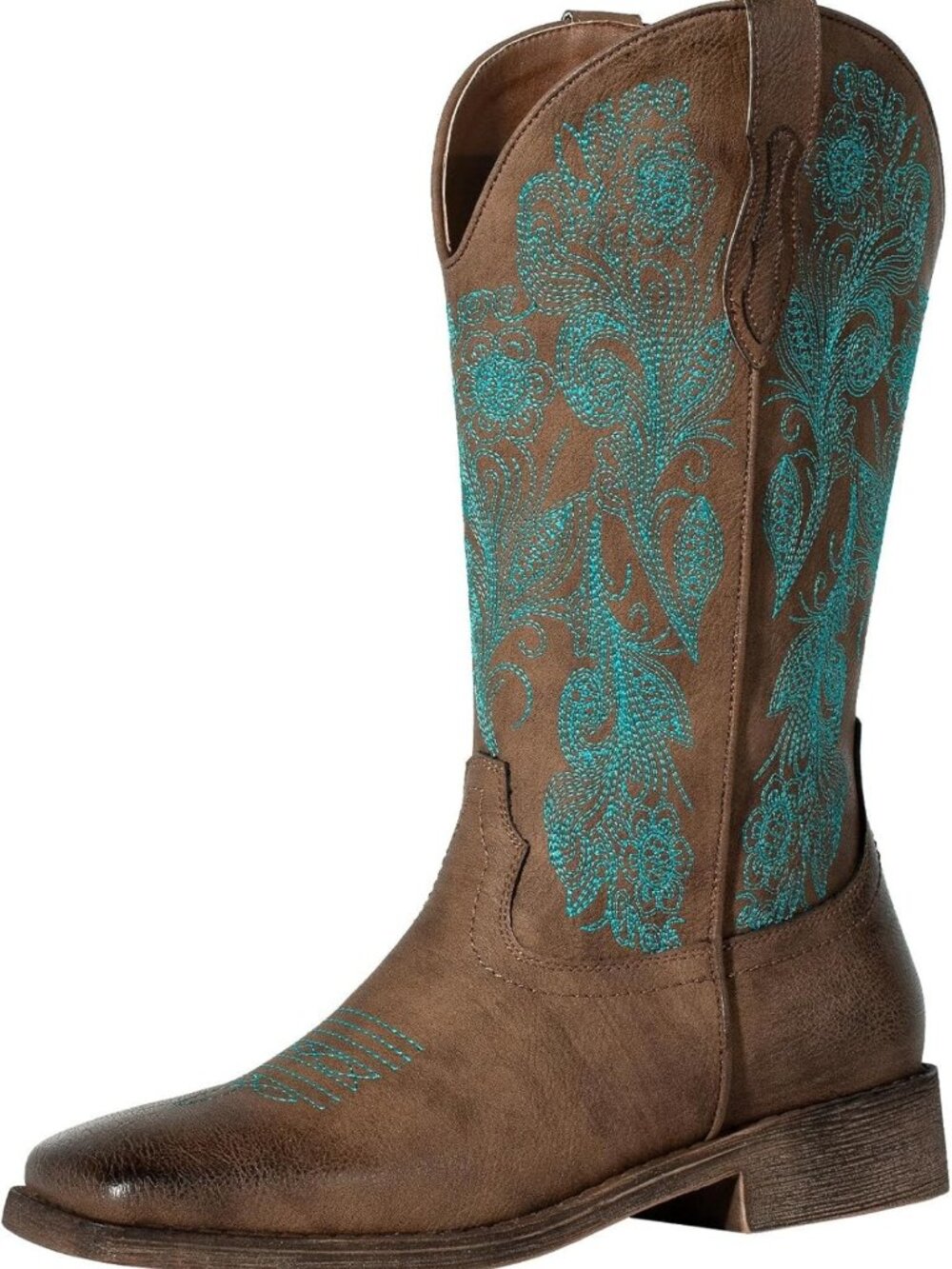 Floral Embroidered Cowboy Boots for Women | Square Toe Western Cowgirl Style